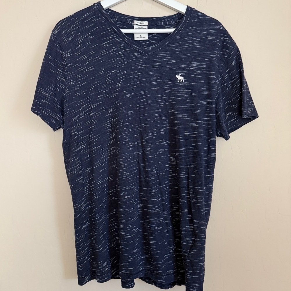 A&F Y2K Men’s Muscle Tee Short Sleeve Fitted Twilight V Neck Midnight Blue Large